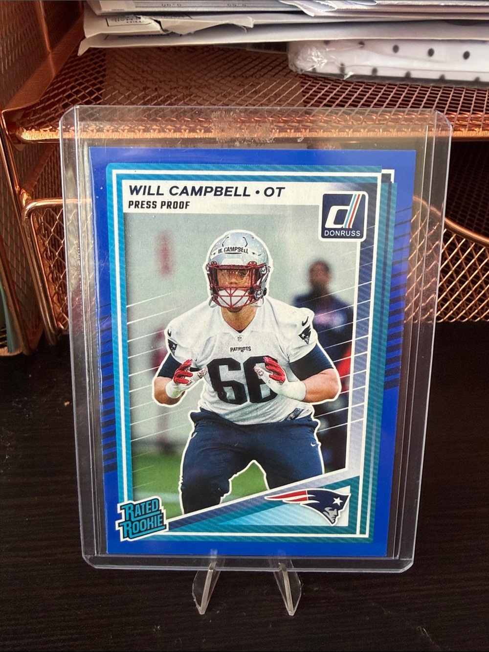 Will Campbell Donruss Rated Rookie Press Proof Football Card - Blue Border